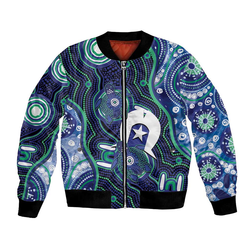 Personalised Torres Strait Islander Flag Day Bomber Jacket Aboriginal Sea Turtle And Dhari