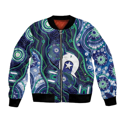 Personalised Torres Strait Islander Flag Day Bomber Jacket Aboriginal Sea Turtle And Dhari
