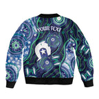Personalised Torres Strait Islander Flag Day Bomber Jacket Aboriginal Sea Turtle And Dhari