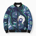 Personalised Torres Strait Islander Flag Day Bomber Puffer Jacket Aboriginal Sea Turtle And Dhari