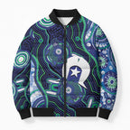 Personalised Torres Strait Islander Flag Day Bomber Puffer Jacket Aboriginal Sea Turtle And Dhari
