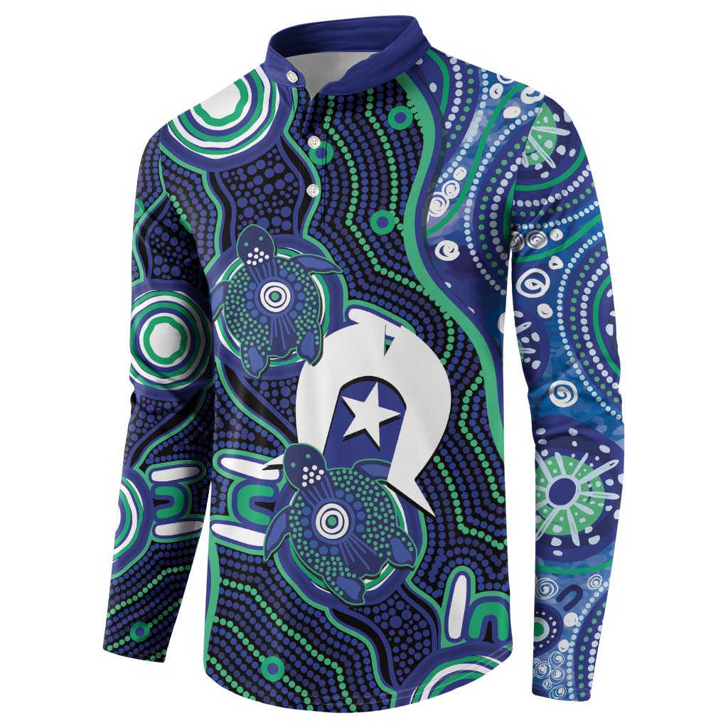 Personalised Torres Strait Islander Flag Day Button Sweatshirt Aboriginal Sea Turtle And Dhari