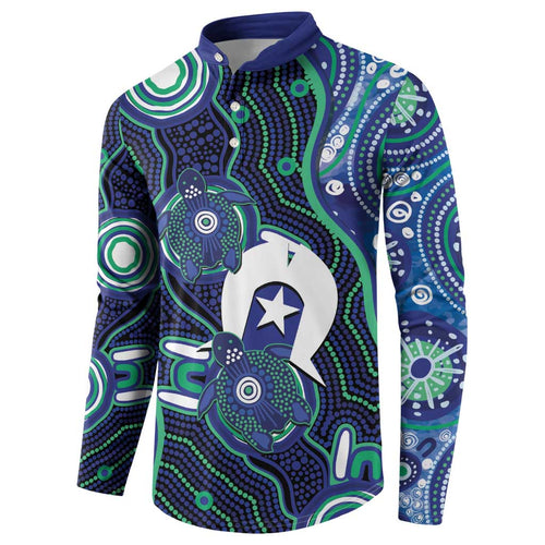 Personalised Torres Strait Islander Flag Day Button Sweatshirt Aboriginal Sea Turtle And Dhari