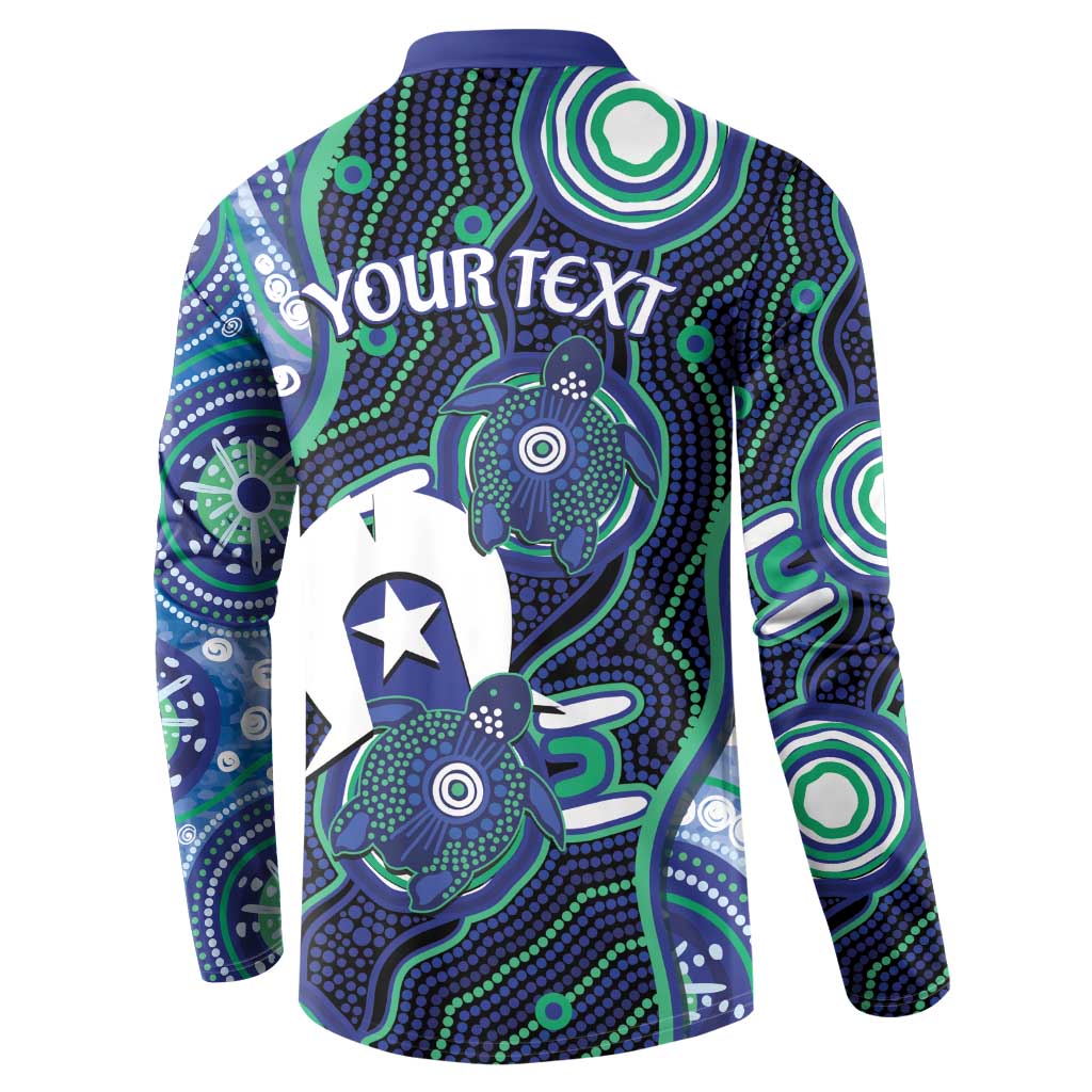 Personalised Torres Strait Islander Flag Day Button Sweatshirt Aboriginal Sea Turtle And Dhari