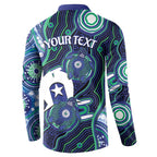 Personalised Torres Strait Islander Flag Day Button Sweatshirt Aboriginal Sea Turtle And Dhari