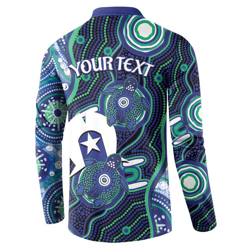 Personalised Torres Strait Islander Flag Day Button Sweatshirt Aboriginal Sea Turtle And Dhari