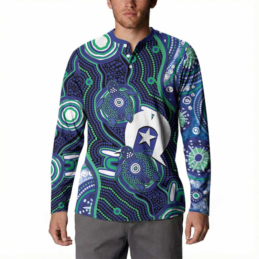 Personalised Torres Strait Islander Flag Day Button Sweatshirt Aboriginal Sea Turtle And Dhari