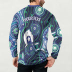 Personalised Torres Strait Islander Flag Day Button Sweatshirt Aboriginal Sea Turtle And Dhari