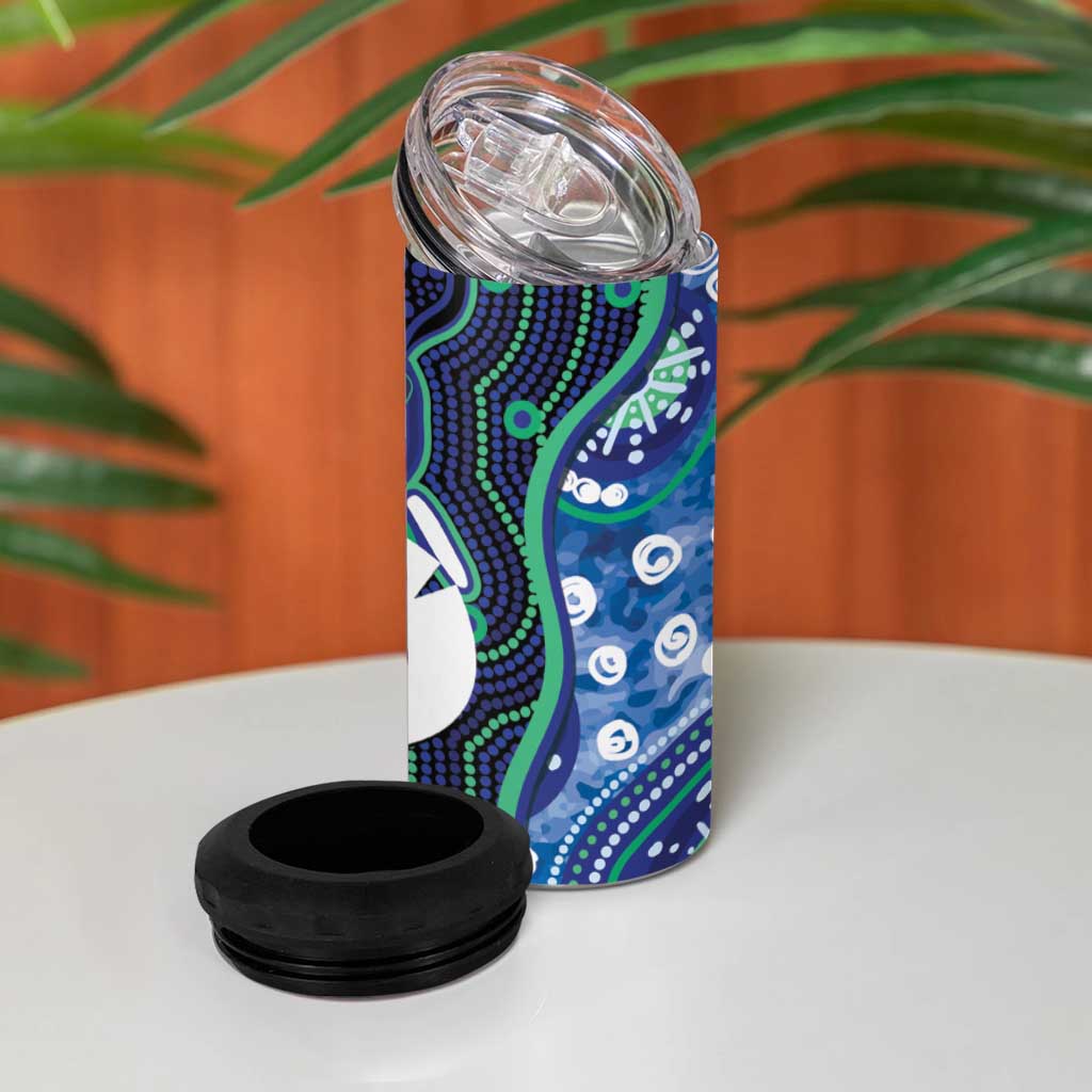 Personalised Torres Strait Islander Flag Day 4 in 1 Can Cooler Tumbler Aboriginal Sea Turtle And Dhari