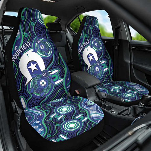 Personalised Torres Strait Islander Flag Day Car Seat Cover Aboriginal Sea Turtle And Dhari