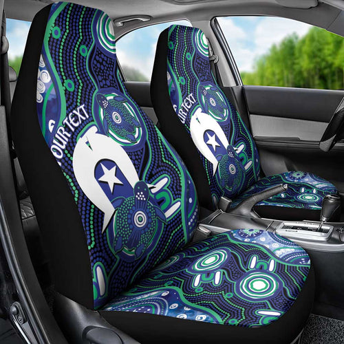 Personalised Torres Strait Islander Flag Day Car Seat Cover Aboriginal Sea Turtle And Dhari