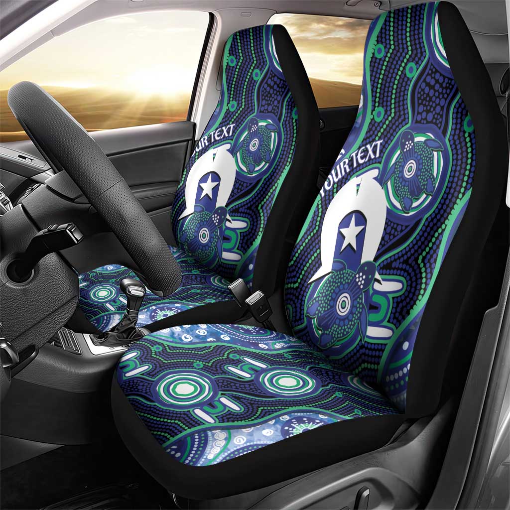 Personalised Torres Strait Islander Flag Day Car Seat Cover Aboriginal Sea Turtle And Dhari