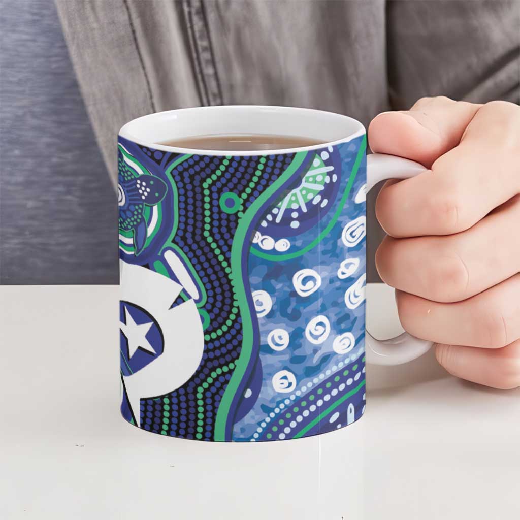 Personalised Torres Strait Islander Flag Day Ceramic Mug Aboriginal Sea Turtle And Dhari