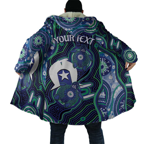 Personalised Torres Strait Islander Flag Day Cloak Aboriginal Sea Turtle And Dhari