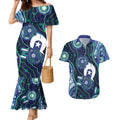 Personalised Torres Strait Islander Flag Day Couples Matching Mermaid Dress and Hawaiian Shirt Aboriginal Sea Turtle And Dhari
