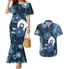 Personalised Torres Strait Islander Flag Day Couples Matching Mermaid Dress and Hawaiian Shirt Aboriginal Sea Turtle And Dhari
