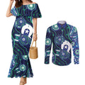 Personalised Torres Strait Islander Flag Day Couples Matching Mermaid Dress and Long Sleeve Button Shirt Aboriginal Sea Turtle And Dhari