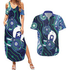 Personalised Torres Strait Islander Flag Day Couples Matching Summer Maxi Dress and Hawaiian Shirt Aboriginal Sea Turtle And Dhari