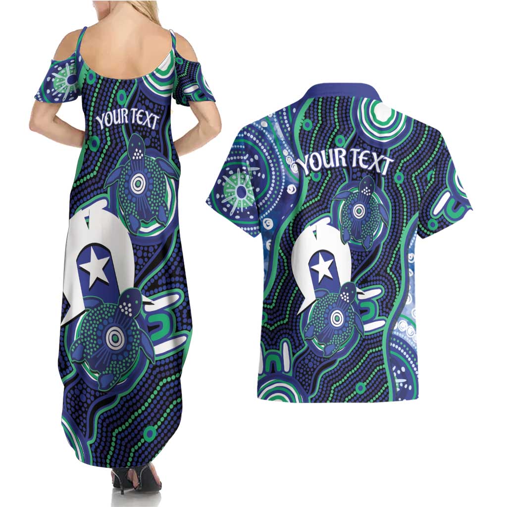 Personalised Torres Strait Islander Flag Day Couples Matching Summer Maxi Dress and Hawaiian Shirt Aboriginal Sea Turtle And Dhari