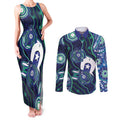 Personalised Torres Strait Islander Flag Day Couples Matching Tank Maxi Dress and Long Sleeve Button Shirt Aboriginal Sea Turtle And Dhari
