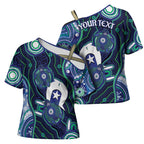 Personalised Torres Strait Islander Flag Day Cross Shoulder Shirt Aboriginal Sea Turtle And Dhari