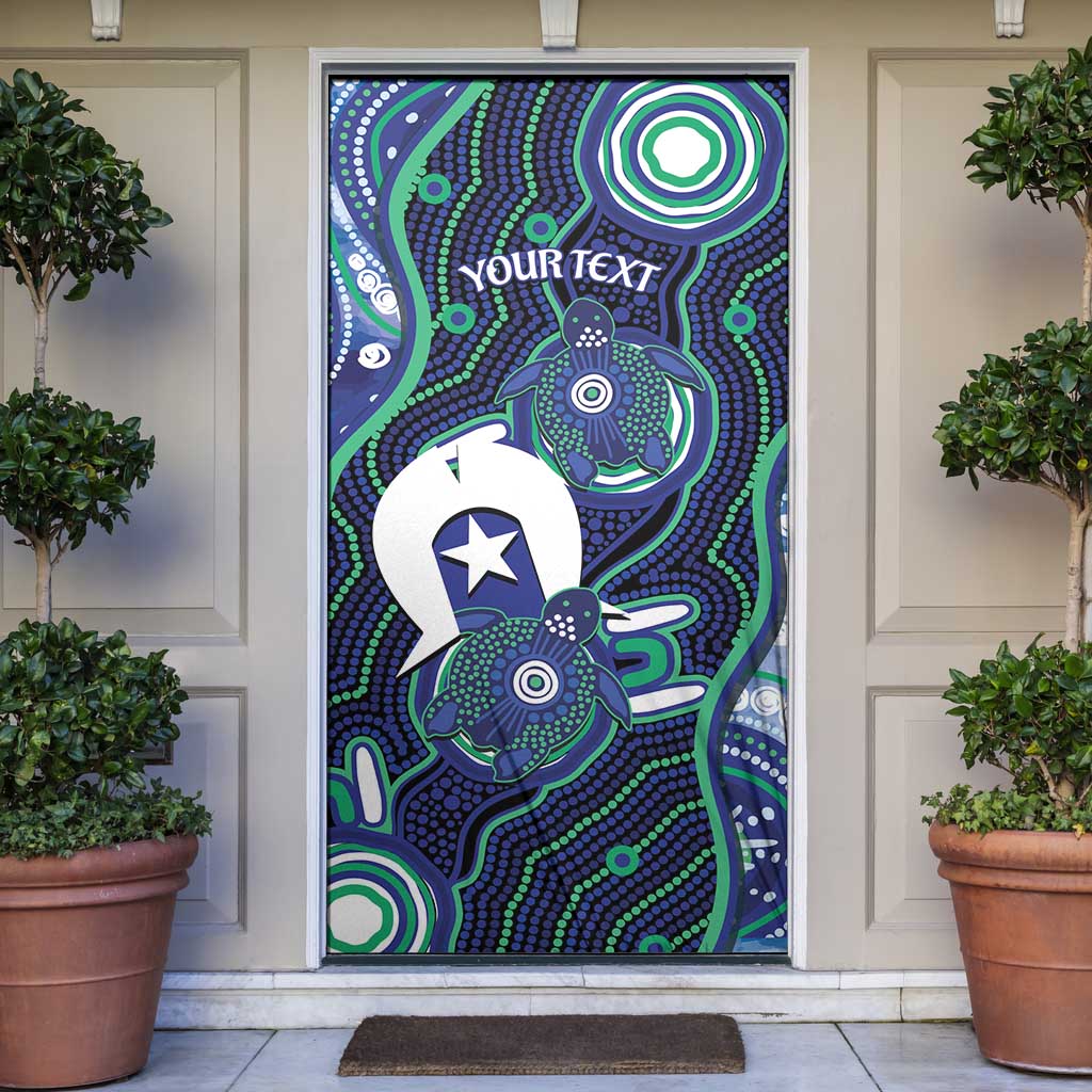 Personalised Torres Strait Islander Flag Day Door Cover Aboriginal Sea Turtle And Dhari