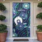 Personalised Torres Strait Islander Flag Day Door Cover Aboriginal Sea Turtle And Dhari