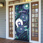 Personalised Torres Strait Islander Flag Day Door Cover Aboriginal Sea Turtle And Dhari