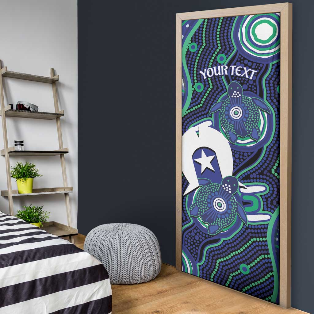 Personalised Torres Strait Islander Flag Day Door Cover Aboriginal Sea Turtle And Dhari