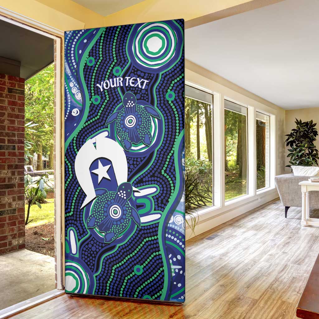 Personalised Torres Strait Islander Flag Day Door Cover Aboriginal Sea Turtle And Dhari