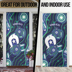 Personalised Torres Strait Islander Flag Day Door Cover Aboriginal Sea Turtle And Dhari