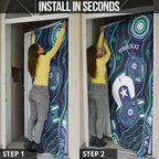 Personalised Torres Strait Islander Flag Day Door Cover Aboriginal Sea Turtle And Dhari