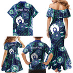 Personalised Torres Strait Islander Flag Day Family Matching Mermaid Dress and Hawaiian Shirt Aboriginal Sea Turtle And Dhari