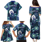 Personalised Torres Strait Islander Flag Day Family Matching Puletasi and Hawaiian Shirt Aboriginal Sea Turtle And Dhari