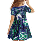 Personalised Torres Strait Islander Flag Day Family Matching Short Sleeve Bodycon Dress and Hawaiian Shirt Aboriginal Sea Turtle And Dhari