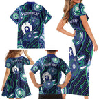 Personalised Torres Strait Islander Flag Day Family Matching Short Sleeve Bodycon Dress and Hawaiian Shirt Aboriginal Sea Turtle And Dhari