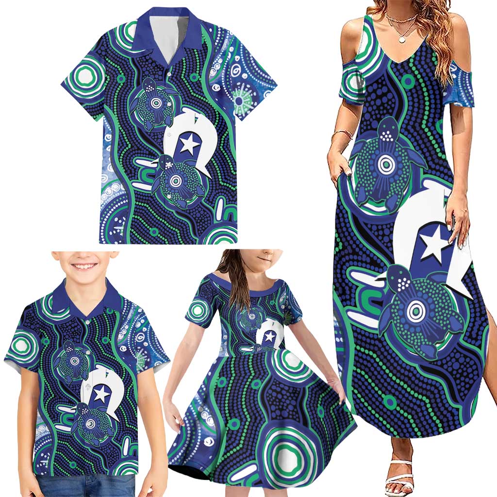 Personalised Torres Strait Islander Flag Day Family Matching Summer Maxi Dress and Hawaiian Shirt Aboriginal Sea Turtle And Dhari