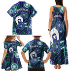 Personalised Torres Strait Islander Flag Day Family Matching Tank Maxi Dress and Hawaiian Shirt Aboriginal Sea Turtle And Dhari
