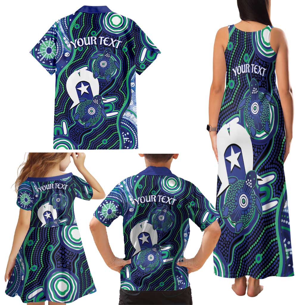 Personalised Torres Strait Islander Flag Day Family Matching Tank Maxi Dress and Hawaiian Shirt Aboriginal Sea Turtle And Dhari