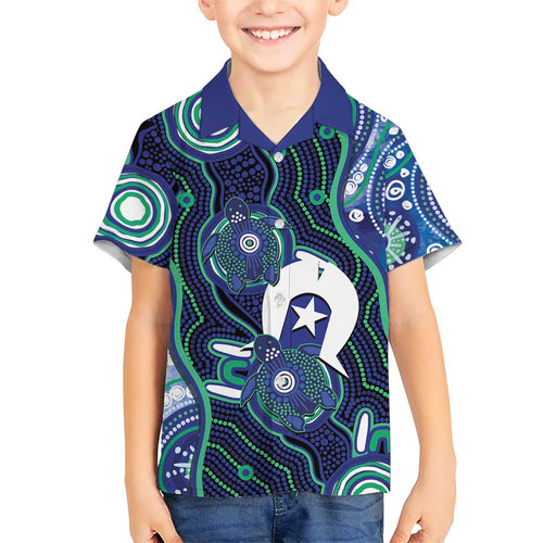 Personalised Torres Strait Islander Flag Day Family Matching Tank Maxi Dress and Hawaiian Shirt Aboriginal Sea Turtle And Dhari