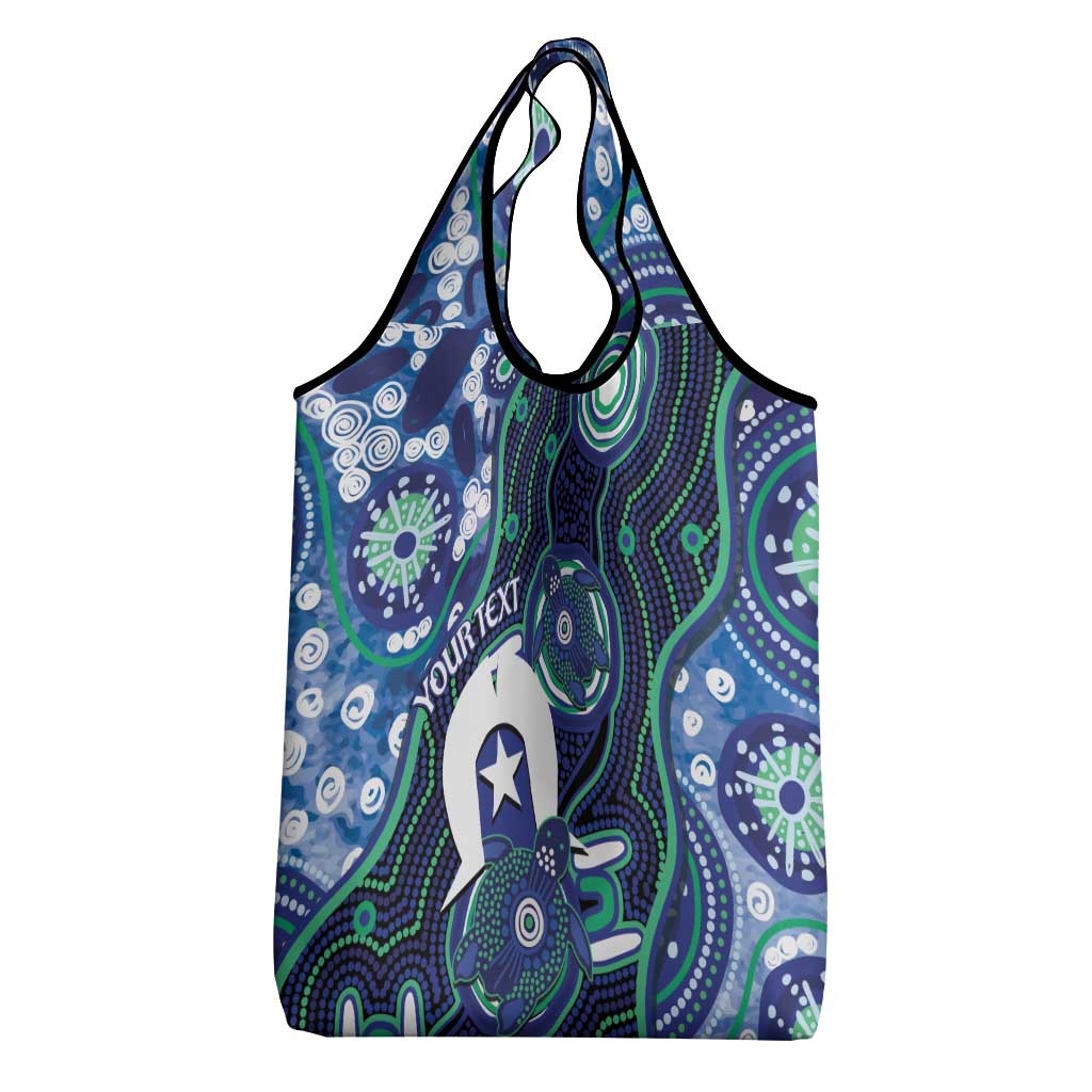 Personalised Torres Strait Islander Flag Day Grocery Bag Aboriginal Sea Turtle And Dhari