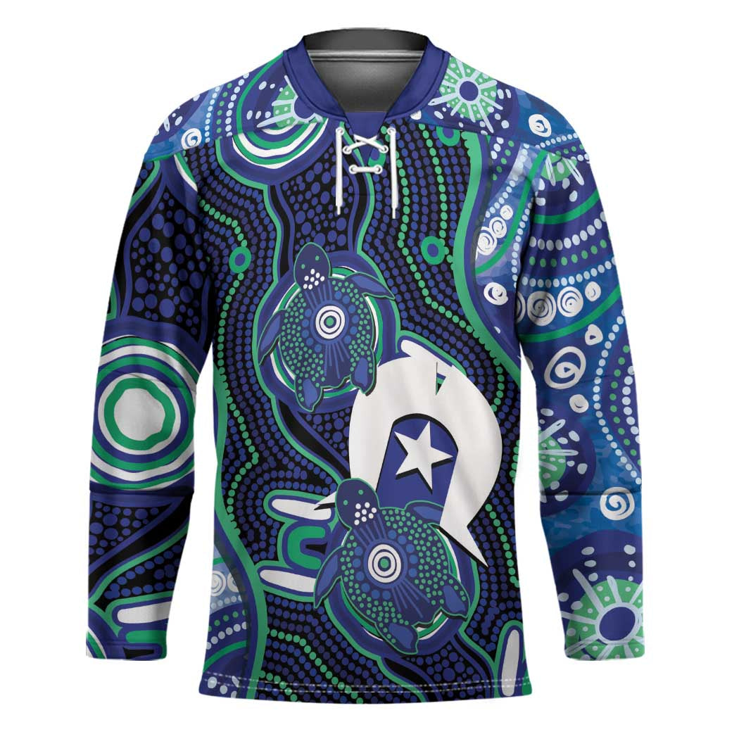 Personalised Torres Strait Islander Flag Day Hockey Jersey Aboriginal Sea Turtle And Dhari