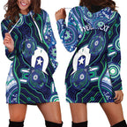 Personalised Torres Strait Islander Flag Day Hoodie Dress Aboriginal Sea Turtle And Dhari