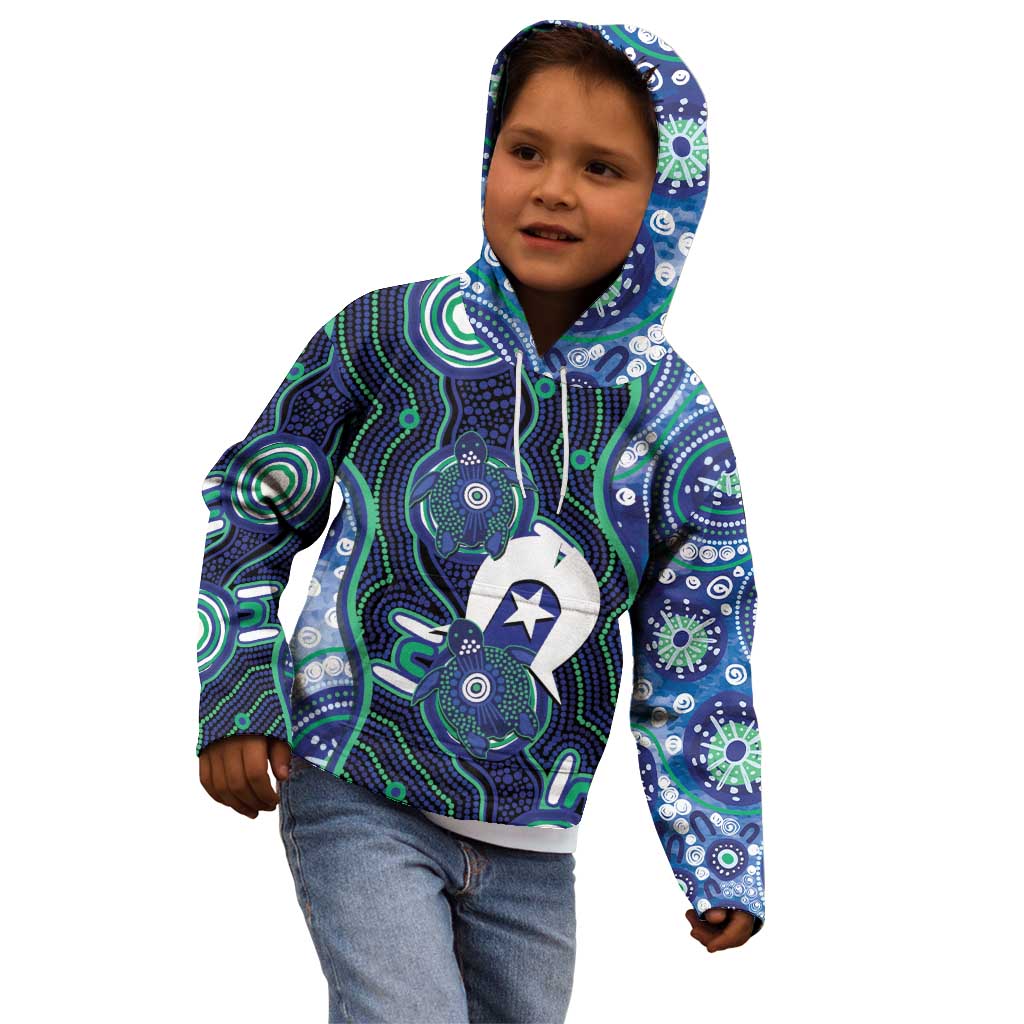 Personalised Torres Strait Islander Flag Day Kid Hoodie Aboriginal Sea Turtle And Dhari