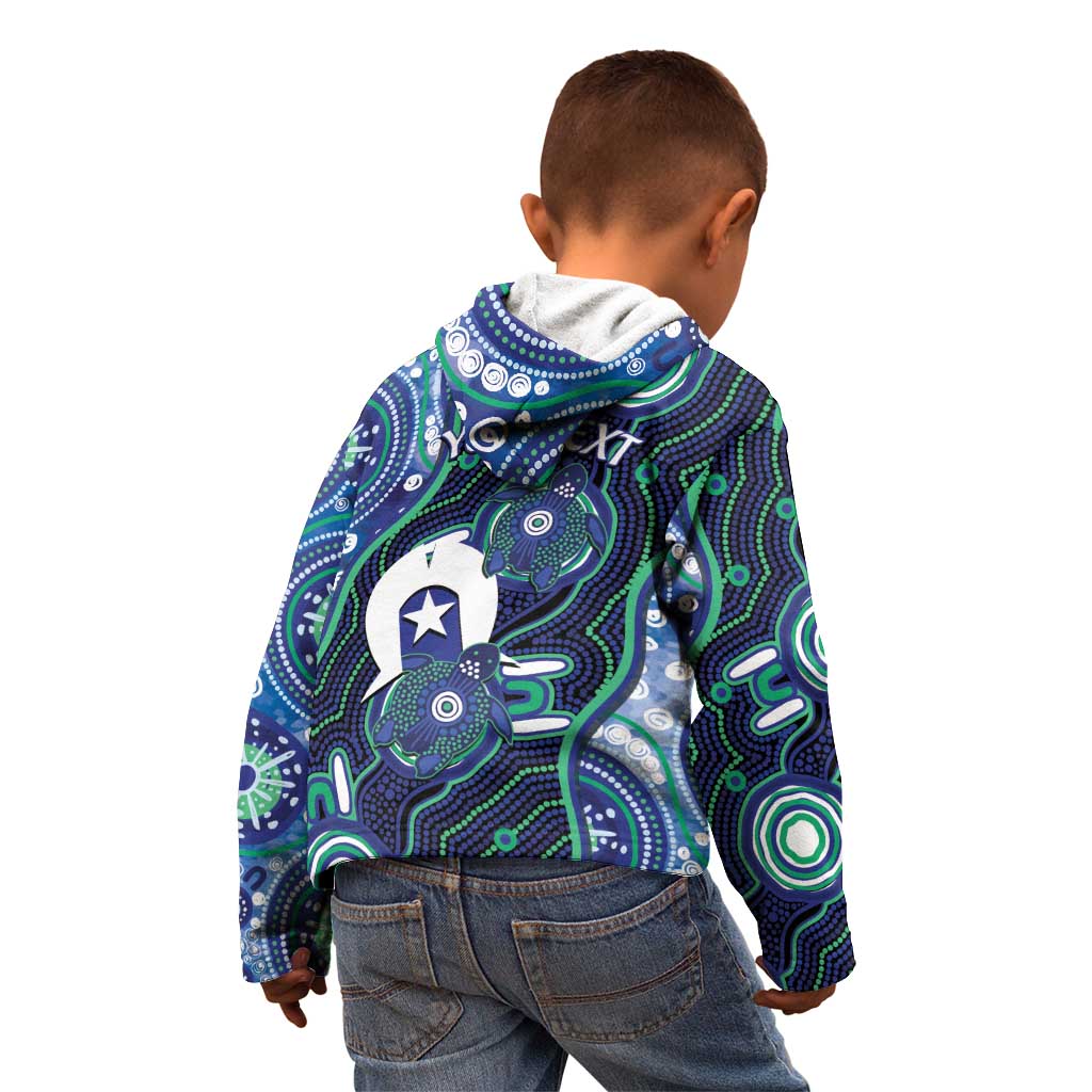Personalised Torres Strait Islander Flag Day Kid Hoodie Aboriginal Sea Turtle And Dhari