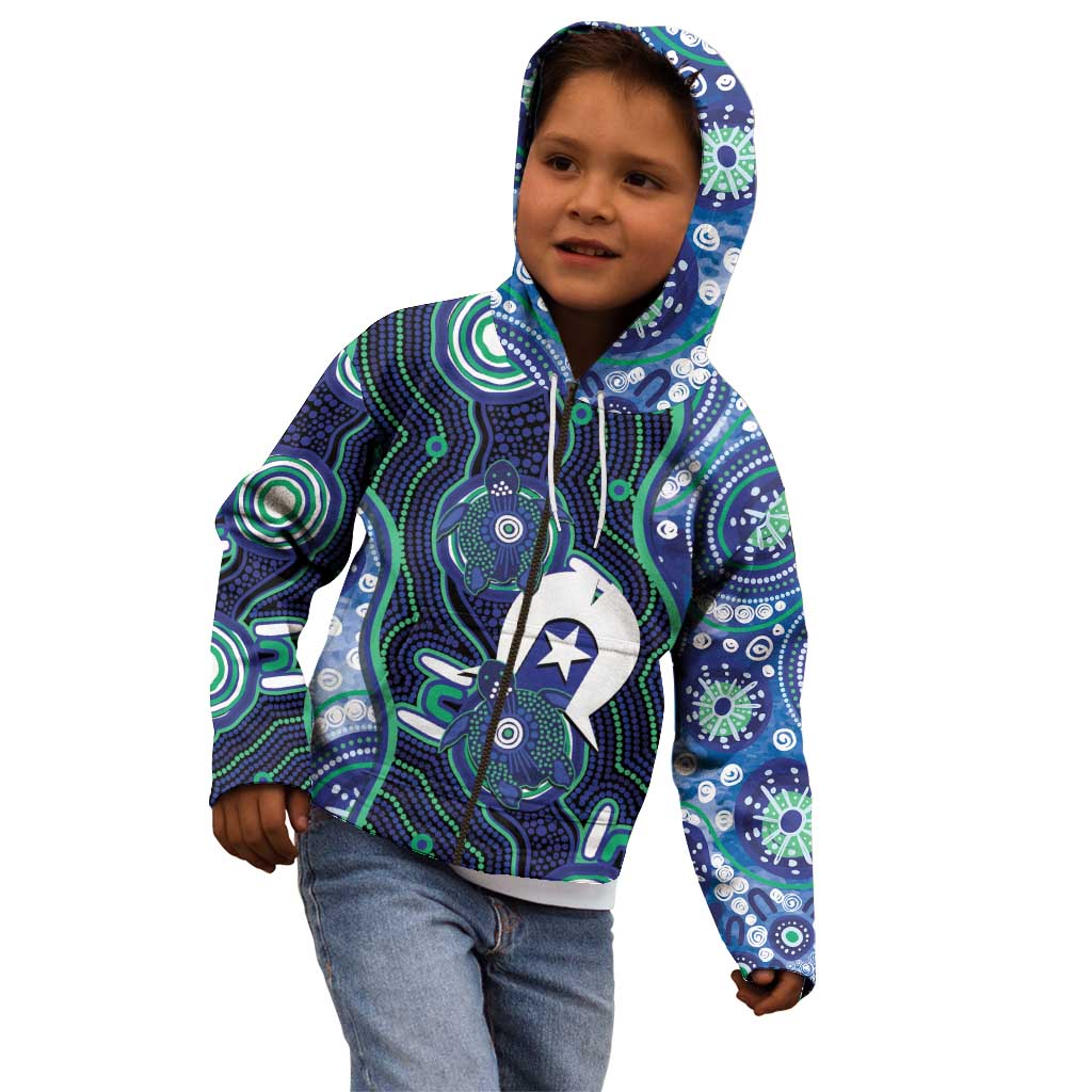 Personalised Torres Strait Islander Flag Day Kid Hoodie Aboriginal Sea Turtle And Dhari