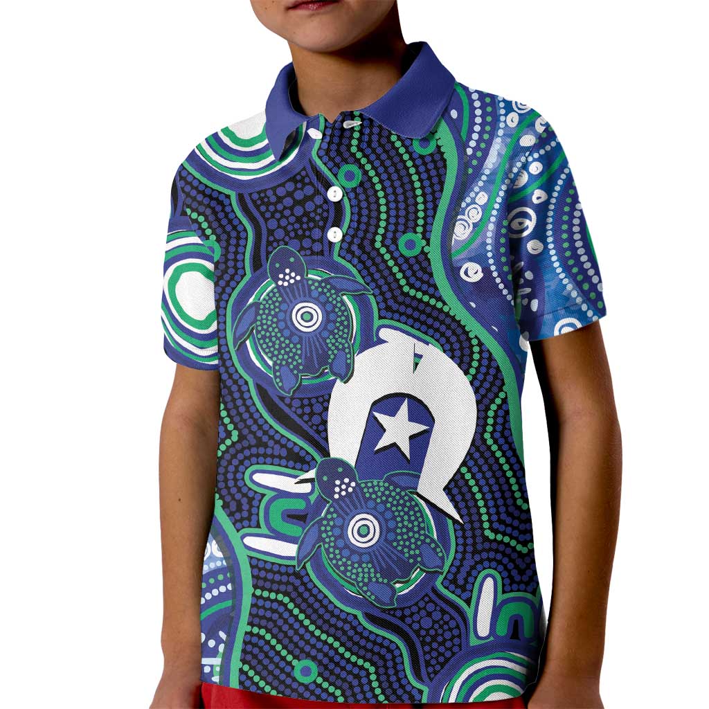Personalised Torres Strait Islander Flag Day Kid Polo Shirt Aboriginal Sea Turtle And Dhari