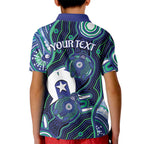 Personalised Torres Strait Islander Flag Day Kid Polo Shirt Aboriginal Sea Turtle And Dhari