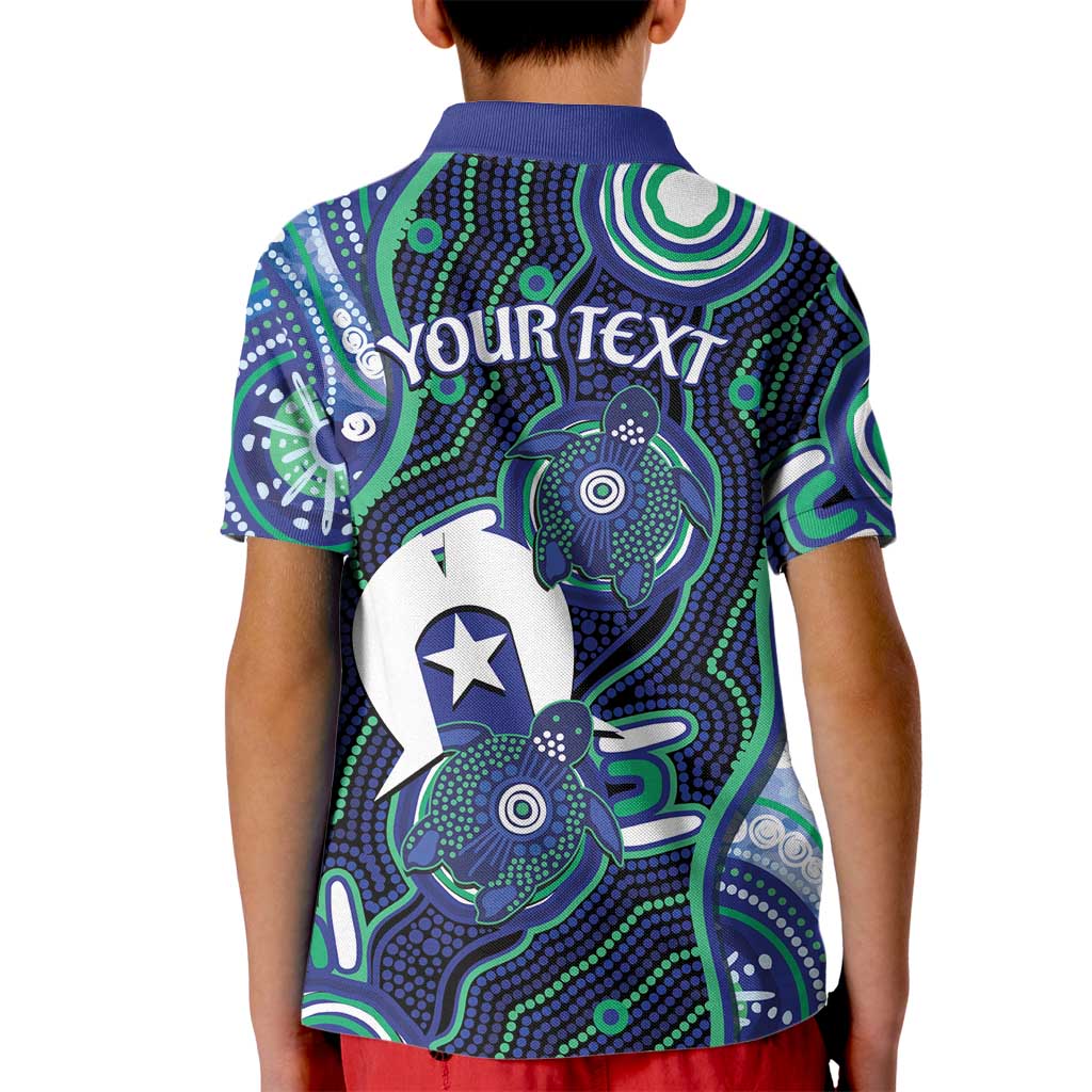Personalised Torres Strait Islander Flag Day Kid Polo Shirt Aboriginal Sea Turtle And Dhari