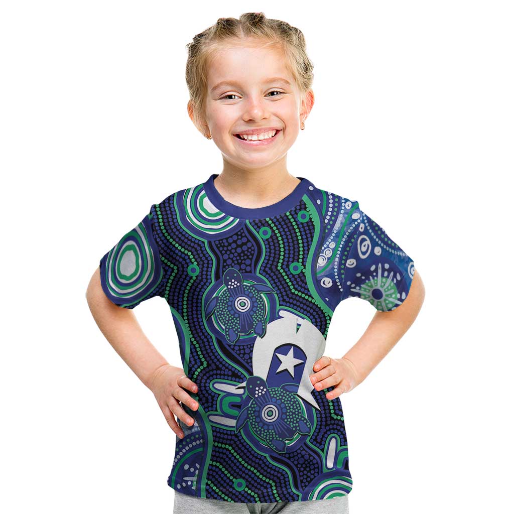 Personalised Torres Strait Islander Flag Day Kid T Shirt Aboriginal Sea Turtle And Dhari